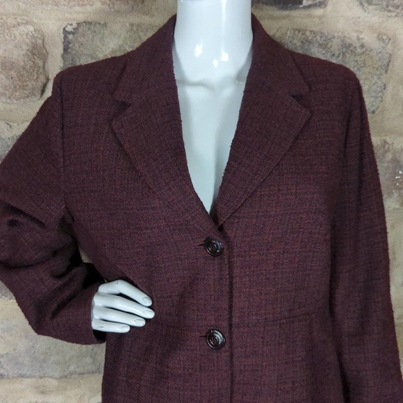 J. Jill Wool Blend Purple Blazer Woman's Size 14 Lined 3 Button Career Wear - Picture 2 of 12